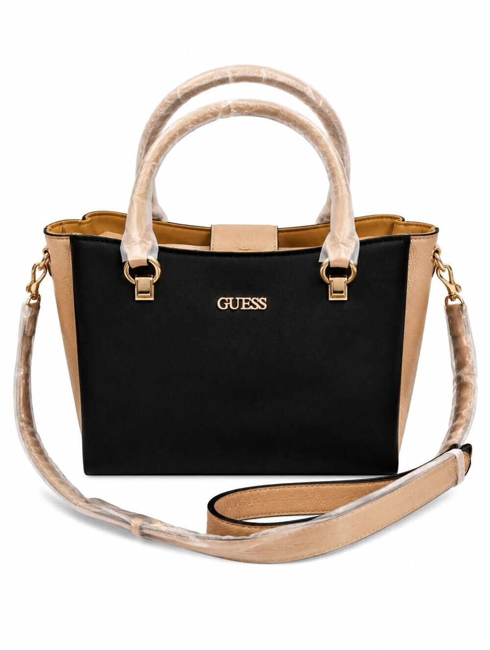 GUESS Bon Bon Faux Leather Two-tone Double Handle Satchel Bag